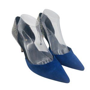 Aldo High Heels Womens Size 9 Blue Pointed Toe Dorsay Leather Stiletto Slip On